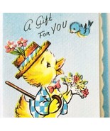 1950s Mini Gift Greeting Card Duckling Bluebird Easter Holiday Quarter F... - £14.93 GBP