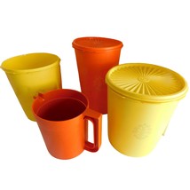 Tupperware Servalier Containers Pitcher Storage Orange Yellow Set of 4 - £12.58 GBP