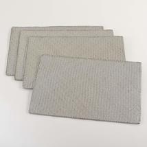 MISC 4 Piece Set Silver Grey Woven Rattan Placemats Wooden Hardboard Texture Rec - $67.55