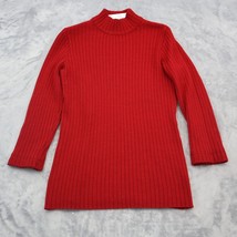 Nina Leonard Sweater Womens S Red Acrylic High Neck Casual Knitted Pullover - £17.81 GBP