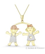 It&#39;s a Twin Boy &amp; Girl! 14k Rose, White, Yellow Gold 30x31mm Celebration... - $375.70+