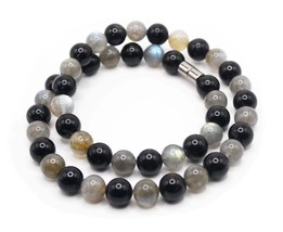 Labradorite Black Tourmaline Crystal Necklace for Men/Women - Empath Protection  - £43.95 GBP