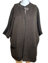 Coldwater Creek Sweater Cardigan Women&#39;s 1X XL 16 - 18 Brown Dolman Sleeves Chic - £20.49 GBP