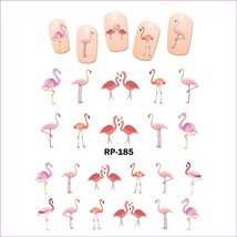 Nail art water transfer stickers decal pink flamingo in love RP185 - £2.44 GBP