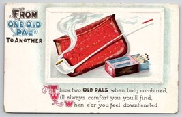 Old Pals Tobacco Pouch Pipe And Matches Postcard R29 - $14.95