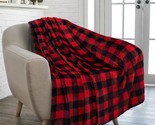 Buffalo Plaid Throw Blanket For Sofa Couch | Soft Flannel Fleece Red Bla... - $33.99
