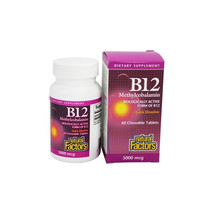 Natural Factors Vitamin B12 Methylcobalamin, 5000 mcg, 60 Chewable Tablets - £13.36 GBP