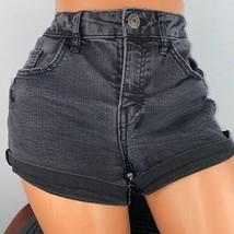 So Brand Juniors 11 Black Cuffed High Rrise Shortie Jean Shorts - $16.82