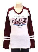 NHL Colorado Avalanche White &amp; Burgundy Long Sleeve Tee T-Shirt Women&#39;s  NWT - £31.96 GBP