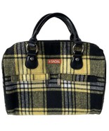 Sachi Insulated Lunch Bag Yellow Black Plaid Flannel Tote Preppy Dark Ac... - $17.81