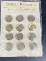 Lion Coat of Arms Buttons Metal &amp; Plastic Gold 12 in Package Vintage New - £7.89 GBP
