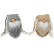 Gnome Pair T4461 Floppy Lop Ear Bunny Rabbit Two Tone Beard Whiskers 6.25&quot; H - £32.88 GBP