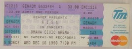 Kiss - Vintage 1998 Unused Whole Concert Ticket Omaha Civic Arena ***Last One*** - £11.99 GBP