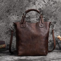 2022 New Retro Women Bucket Bag Genuine Leather Handbag First Layer Cowhide Larg - £99.62 GBP