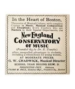 New England Conservatory Of Music 1897 Advertisement Victorian Boston AD... - €17,16 EUR
