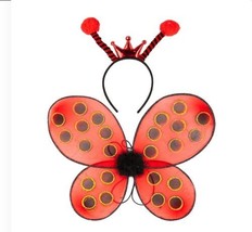 Funcredible Red Ladybug Wings and Bug Antenna Headband - Bug Wings with Insect A - £8.85 GBP