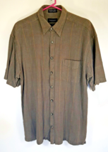 Van Heusen Short Sleeve Shirt Bermuda Linens 55% Linen 45% Rayon Brown M... - $29.69