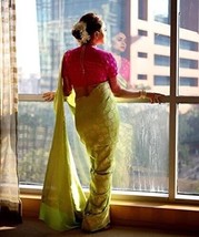 Fashion Women&#39;s Kanjivaram Soft Silk Saree With Blouse Piece sari - £18.92 GBP