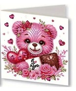 Unique Valentine Day Bear Chocolate  Diamond Jewel Art COMPLETED Greetin... - €4,20 EUR