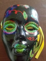 Mardi Gras Type Mask ~ Ceramic ~ Handpainted ~ 5.5" Tall ~ Multicolored  - $28.00