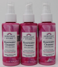 Heritage Store Rosewater Cleanser Gentle Milk Wash (4 Fl Oz) Bottles Lot of 3 - £15.80 GBP