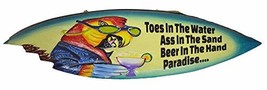 Parrot Head Toes in The Water As in The Sand Tiki Bar Sign Surfboard Surf Board  - £19.73 GBP