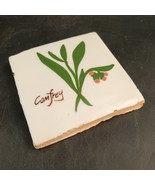 Vintage Hand-Painted Redware Herbal Tile &#39;Comfrey&#39;, 4&quot; x 4&quot;, Glazed  OBO - $336.49 MXN
