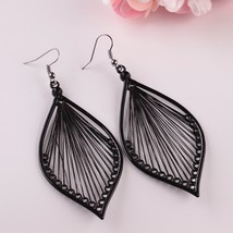 Bohemian Big Black Leaf Pendant Earrings Retro Elegant Women&#39;s Party Earrings Ac - £7.17 GBP