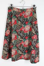 Vtg Maybro 11 27&quot; Waist Floral Peacock Button-Front A-Line Midi Skirt - £23.91 GBP