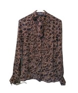 Salvatore Ferragamo Womens Button Up Animal Print Tie Neck Brown Size 40... - $190.74