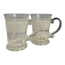 VTG Set of 2 Athens Glass Etched Leaf Mugs | Clear Pressed Glass Coffee ... - €16,51 EUR