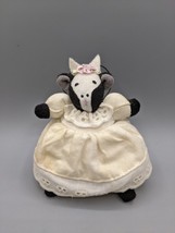 Vintage COW Ornament Stuffed Cloth Girl  Country Dress Pink Bow 3.5&quot; Lee &amp; Lee - £3.96 GBP