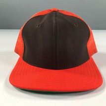 Vintage New Era Trucker Hat Boys Youth Size Orange Brim Brown Front Mesh... - $9.49