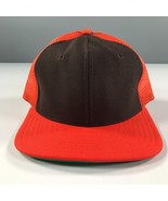 Vintage New Era Trucker Hat Boys Youth Size Orange Brim Brown Front Mesh... - £7.43 GBP