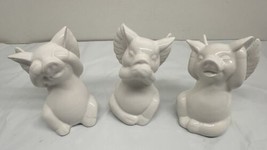 Ceramic Trio Flying Pigs See No Evil Hear No Evil Speak No Evil - £14.20 GBP