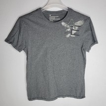 American Eagle Mens Shirt Medium Gray Graphic Print Top AE Short Sleeve Casual - $12.98