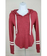 Hollister Red Striped Adjustable Drawstring Pullover Hoodie Sport Sweate... - £15.74 GBP
