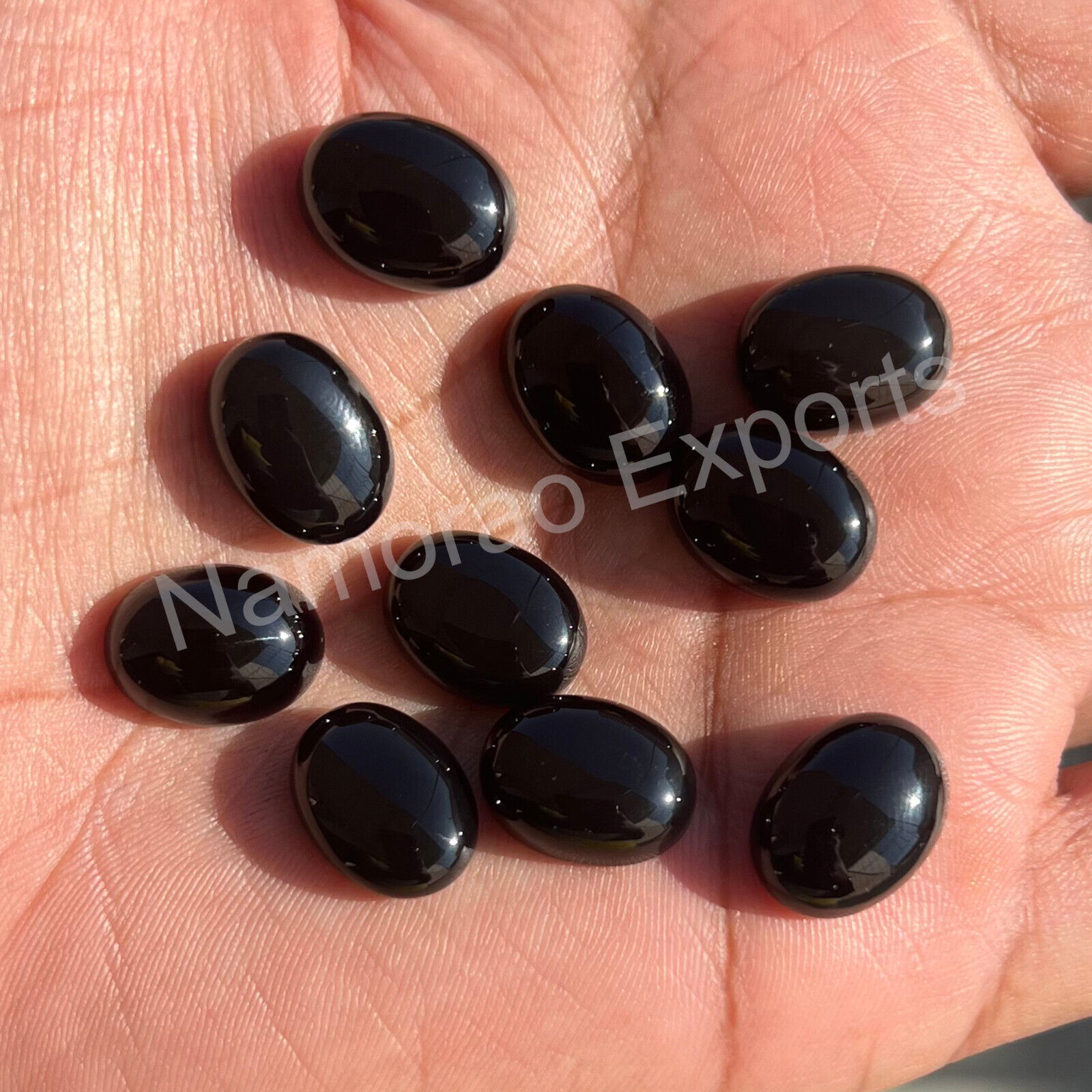 Primary image for 10x14 mm Oval Natural Black Onyx Cabochon Loose Gemstone Jewelry Making