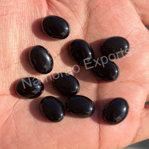10x14 mm Oval Natural Black Onyx Cabochon Loose Gemstone Jewelry Making - £5.86 GBP+