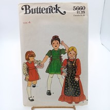 Vintage Sewing PATTERN Butterick 5660, Girls 1979 Dress &amp; Apron, Child S... - $7.85