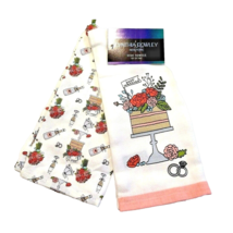 Cynthia Rowley Kitchen Towels 2-Pc Wedding Ring Cake Towels Champagne Bottle NWT - £13.94 GBP