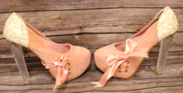 Weiyali Pink Velour High Heel size 7.5 Clear Heel Platform Pink Ribbon S... - $41.69