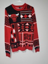 Not So Ugly Christmas Sweater Chicago Bulls NBA Snowflakes Trees Size S - £35.22 GBP