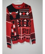 Not So Ugly Christmas Sweater Chicago Bulls NBA Snowflakes Trees Size S - £34.94 GBP