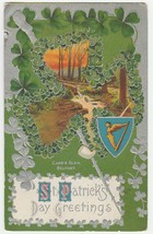 Vintage Postcard St. Patrick&#39;s Day Carr&#39;s Glen Belfast Harp Pipe Silver 1916 - £5.46 GBP