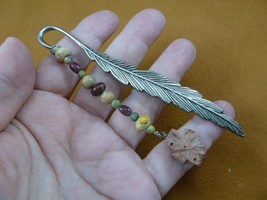 CR515-1 Fairy Stone CHRISTIAN CROSS Lucky Crystal brass feather bookmark... - $31.78