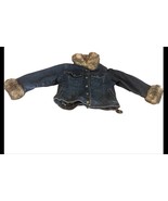 Toddler Girl Jean Jacket 4 T Lepoed Print Lining Faux Fur Collar &amp; Sleeves  - €11,79 EUR