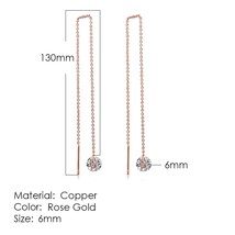 Drop Line Long Hanging Earrings For Women Rose Gold Color Zircon Crystal Piercin - £10.50 GBP