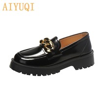 Women Shoes Spring New Relly Leather Loafers Women Retro Bite Thick-soled Non-sl - £64.21 GBP