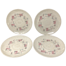 Vernon Ware Tickled Pink 6&quot; Saucers Plates Metlox 50s Dinnerware MCM Set of 4 - £13.44 GBP